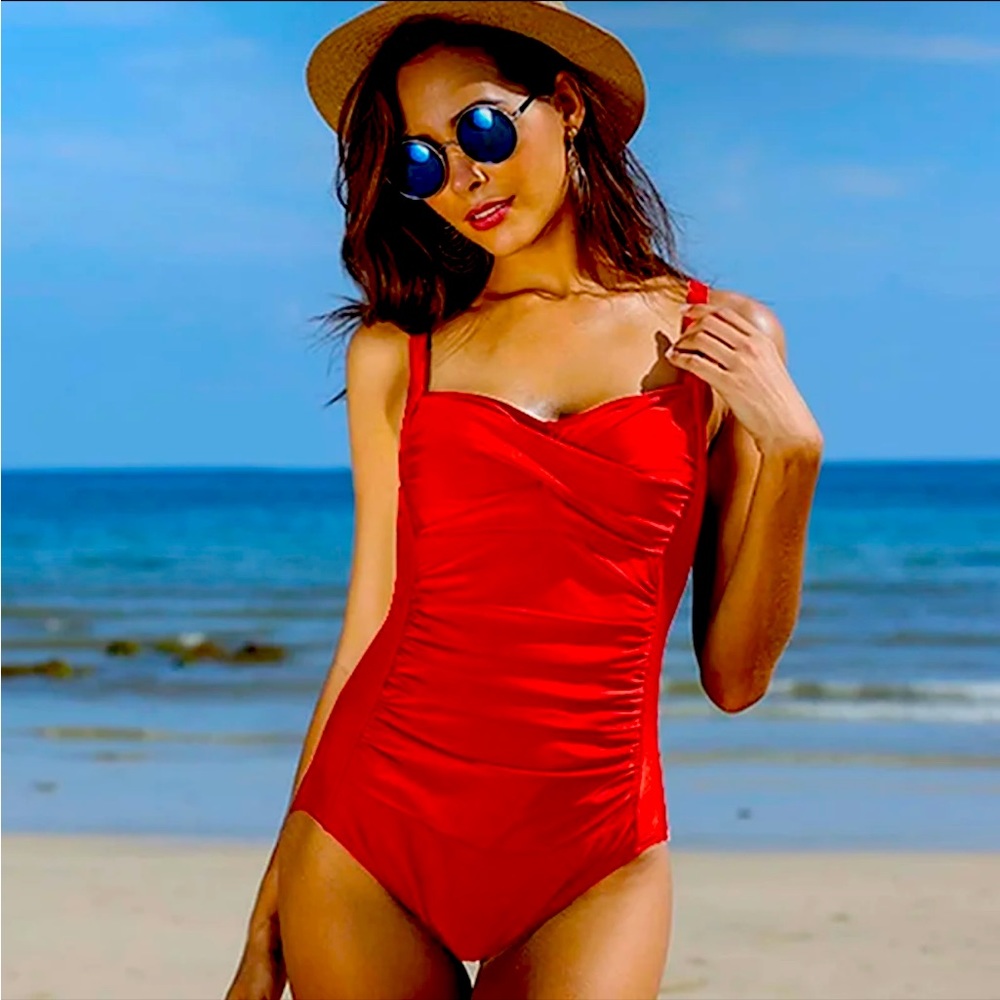 Ekouaer Womens One Piece Swimsuit Vintage Pin-Up style medium